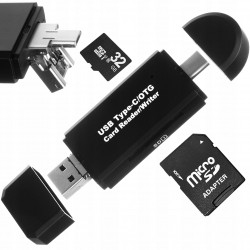 Čtečka karet OTG 5 v 1, TF/SD, USB, Micro USB, USB-C ISO 14193