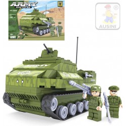 AUSINI Stavebnice ARMY Armádní tank 199 dílků + 2 figurky s doplňky 22408