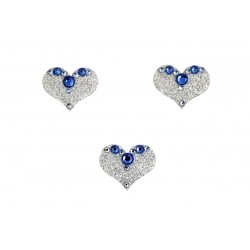 Nalepovací stříbrné srdce se Swarovski Elements křišťály modrá Sapphire na tělo a vlasy