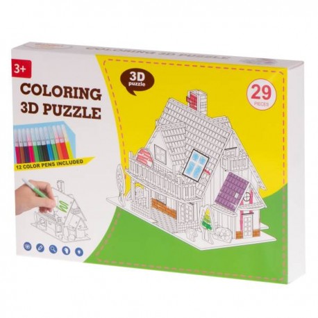 Papírové 3D puzzle s barvičkami Dům 29 dílů