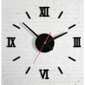 Designové 3D nalepovací hodiny 13 cm Římské číslice černé / stříbrné