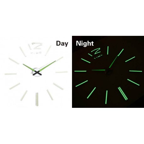 Designové 3D nalepovací hodiny fluorescentní 50-60cm