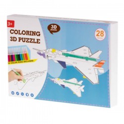 Papírové 3D puzzle s barvičkami Letadlo 28 dílů