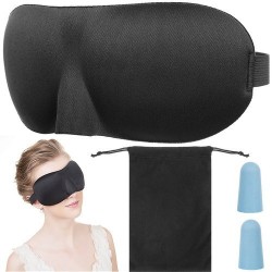 Maska na spaní 3D + špunty do uší černá